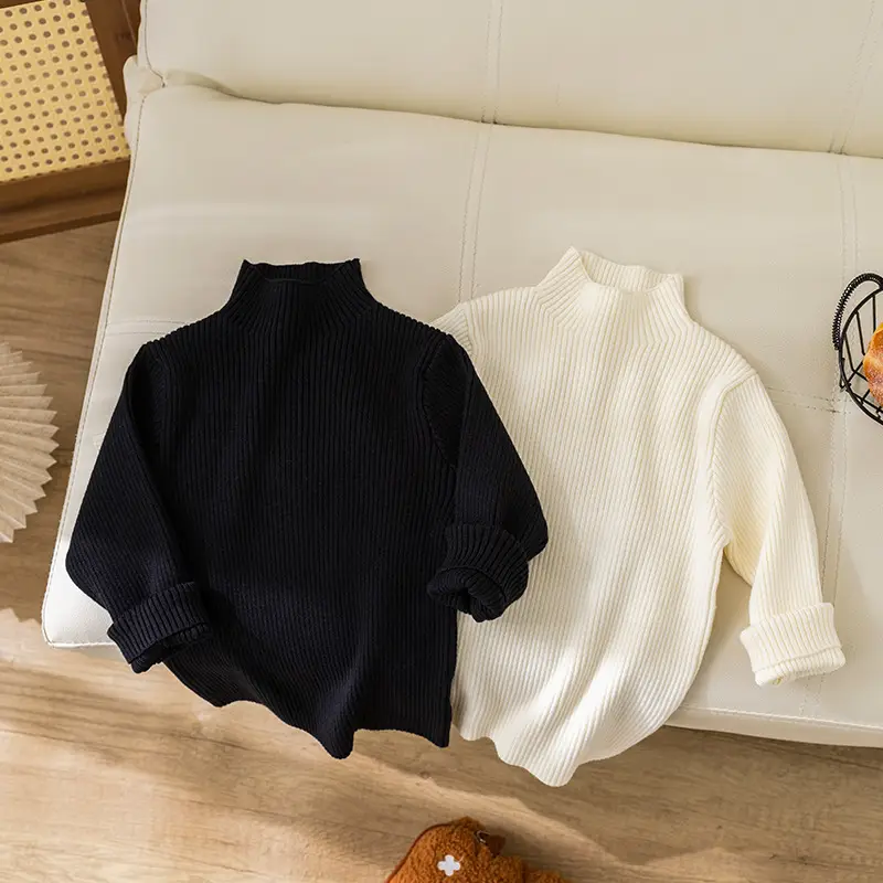 Girls Korean Style Round Neck Sweater White - Image 7