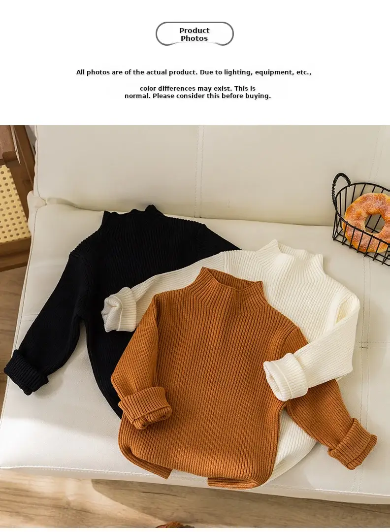 Girls Korean Style Round Neck Sweater White — feature 11