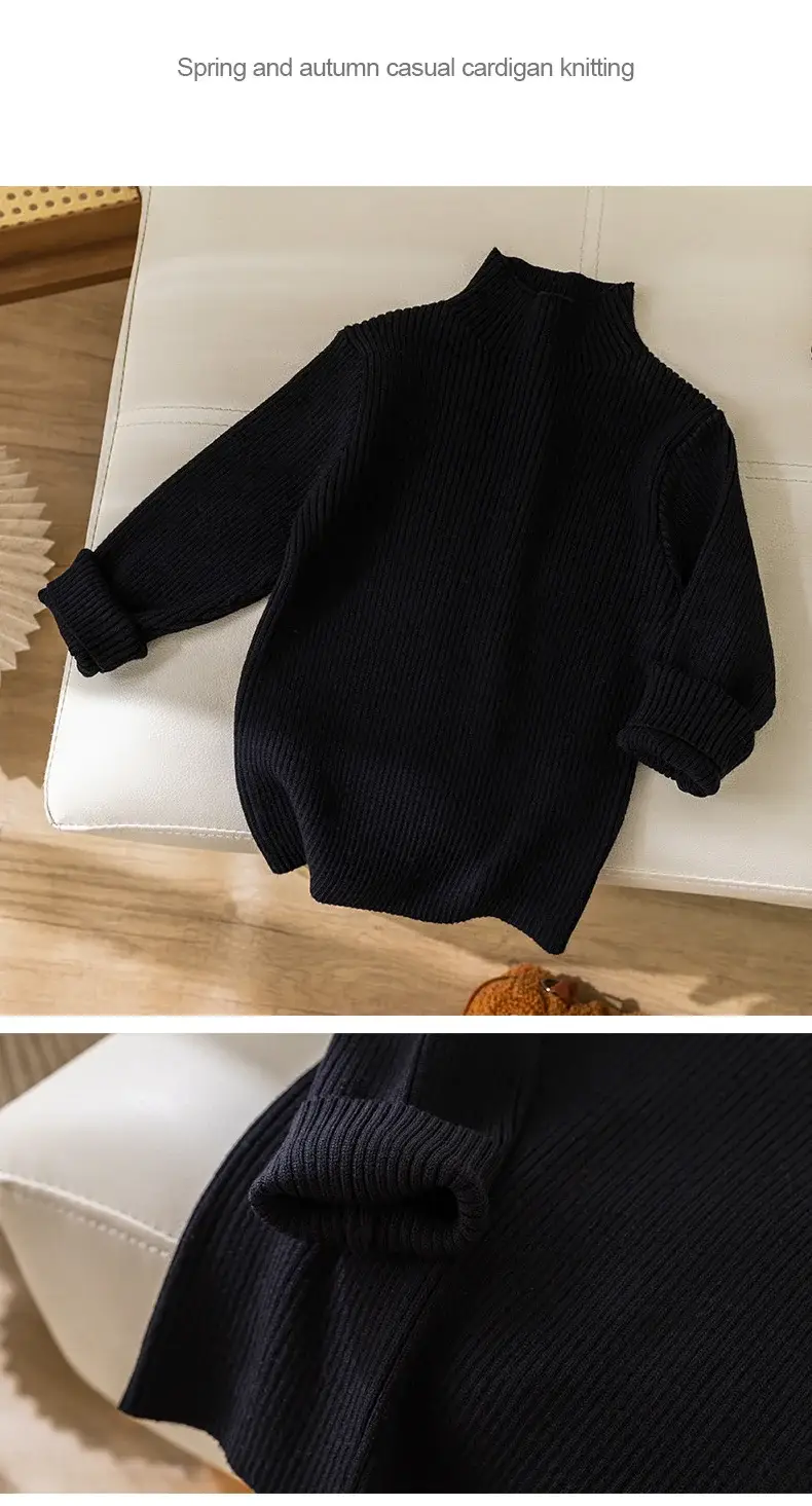 Girls Korean Style Round Neck Sweater White — feature 14