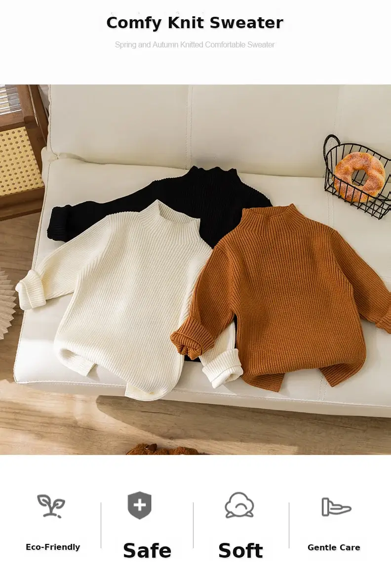 Girls Korean Style Round Neck Sweater White — feature 3