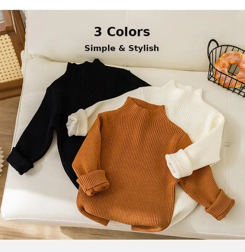 Girls Korean Style Round Neck Sweater White — feature 4