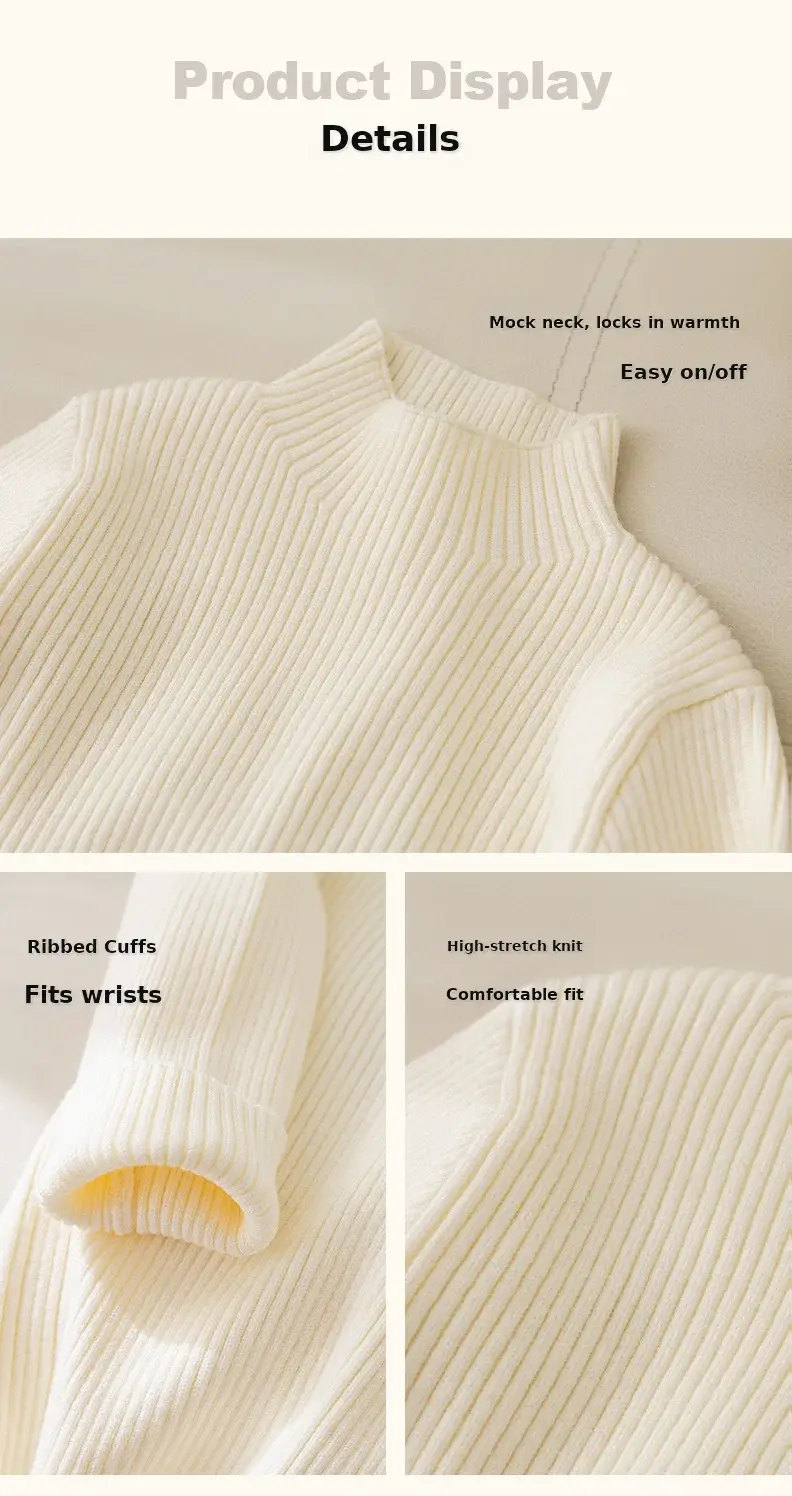 Girls Korean Style Round Neck Sweater White — feature 7
