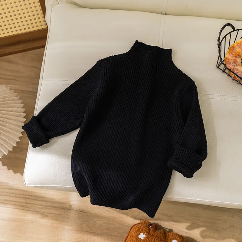 Girls Korean Style Round Neck Sweater White - Image 3
