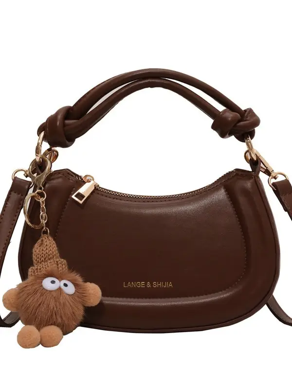 Women's French Style Shoulder Messenger Bag Brown White - Image 8