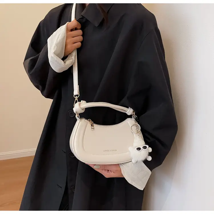 Women's French Style Shoulder Messenger Bag Brown White — feature 16