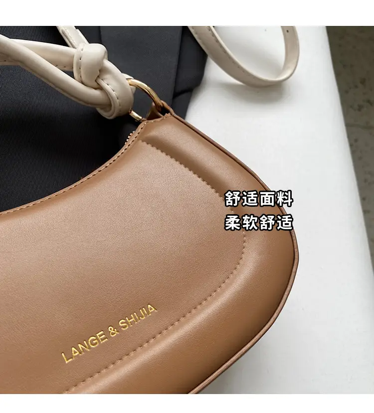 Women's French Style Shoulder Messenger Bag Brown White — feature 6