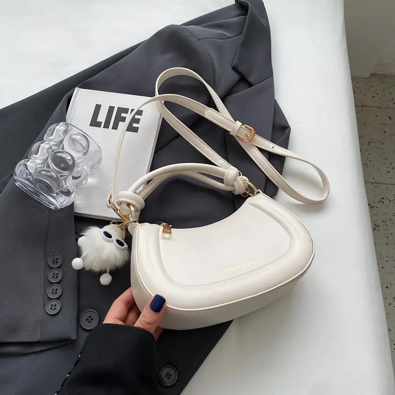 Women's French Style Shoulder Messenger Bag Brown White - Image 3
