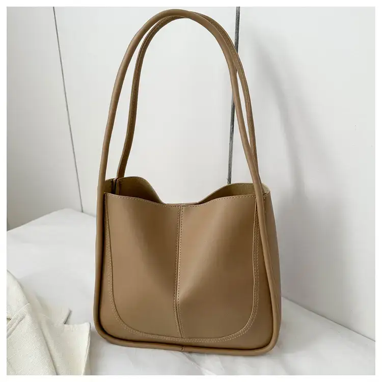 Women Retro Textured Shoulder Tote Bag Beige Winter 2023 — feature 17
