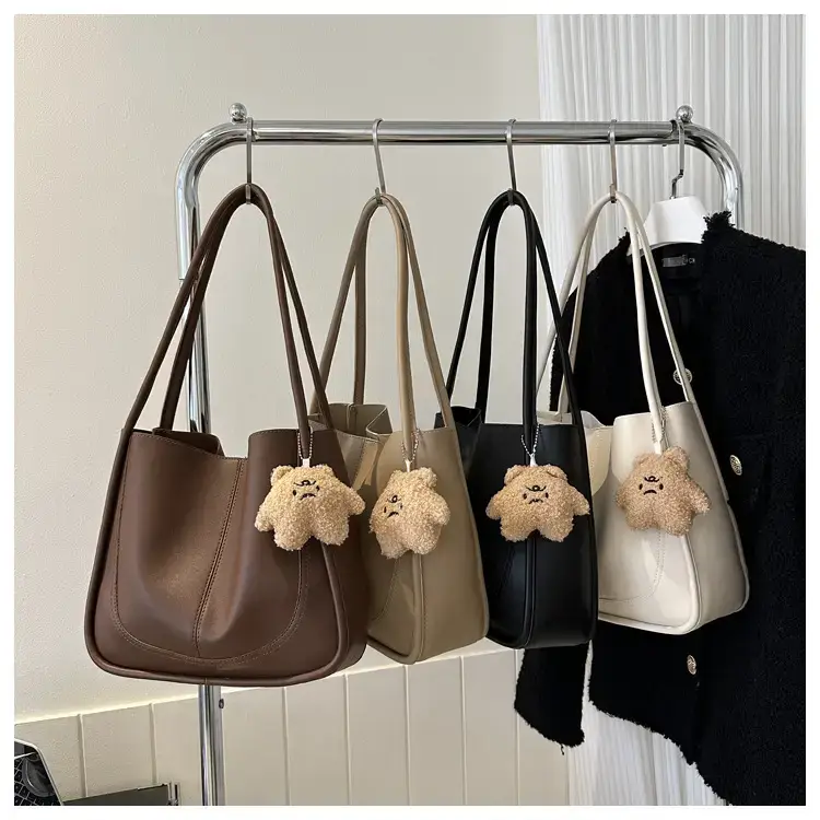 Women Retro Textured Shoulder Tote Bag Beige Winter 2023 — feature 25