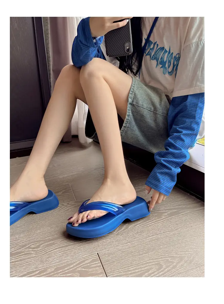 Flat-Soled Outdoor Thick-Soled Slippers, Soft-Soled Black Eva Cross-Border Outdoor Ready-Stock Flip-Flops, Lightweight and Comfortable — feature 37