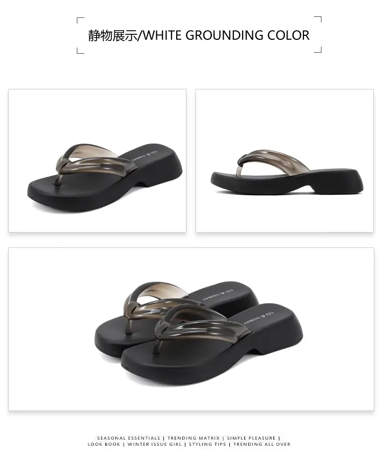 Flat-Soled Outdoor Thick-Soled Slippers, Soft-Soled Black Eva Cross-Border Outdoor Ready-Stock Flip-Flops, Lightweight and Comfortable — feature 47