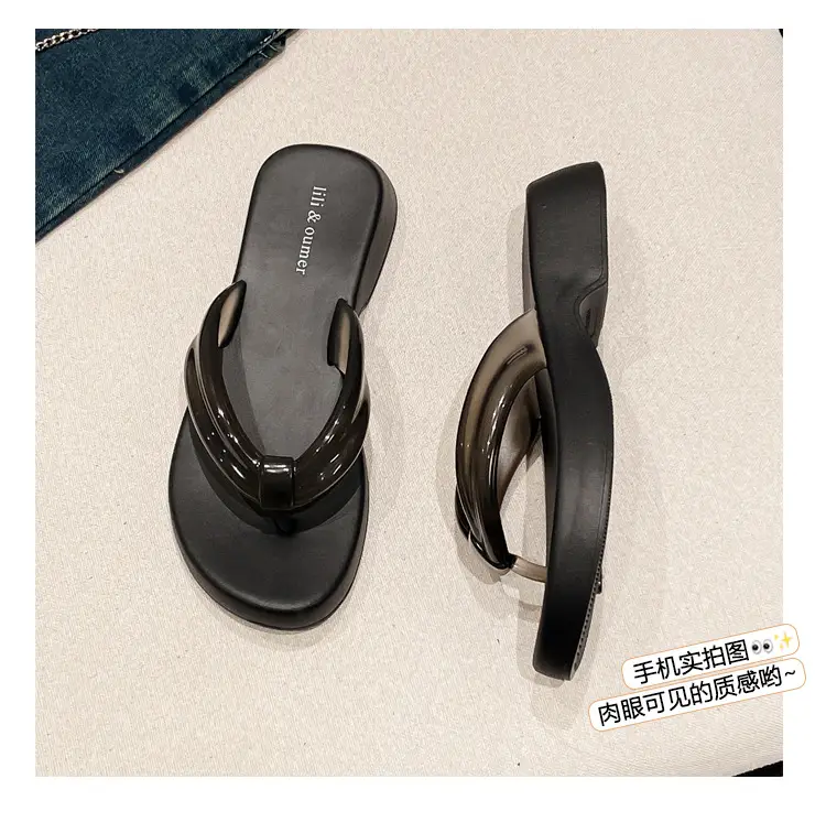 Flat-Soled Outdoor Thick-Soled Slippers, Soft-Soled Black Eva Cross-Border Outdoor Ready-Stock Flip-Flops, Lightweight and Comfortable — feature 5