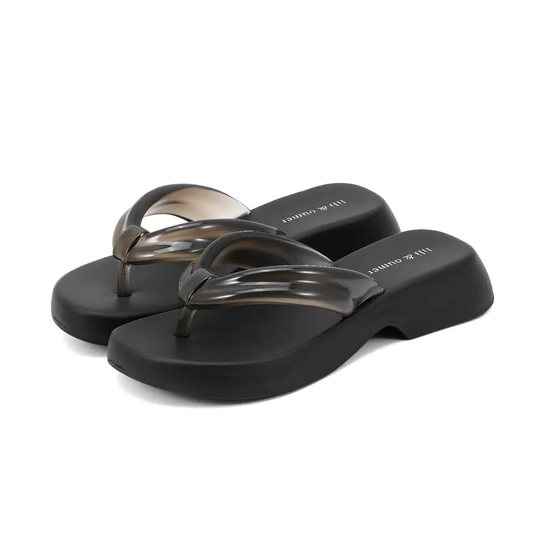 Flat-Soled Outdoor Thick-Soled Slippers, Soft-Soled Black Eva Cross-Border Outdoor Ready-Stock Flip-Flops, Lightweight and Comfortable - Image 3
