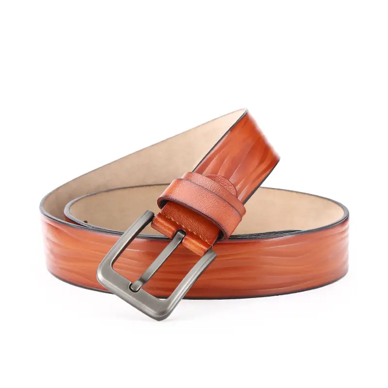 Men's Brown Leather Belt with Pin Buckle - Image 7
