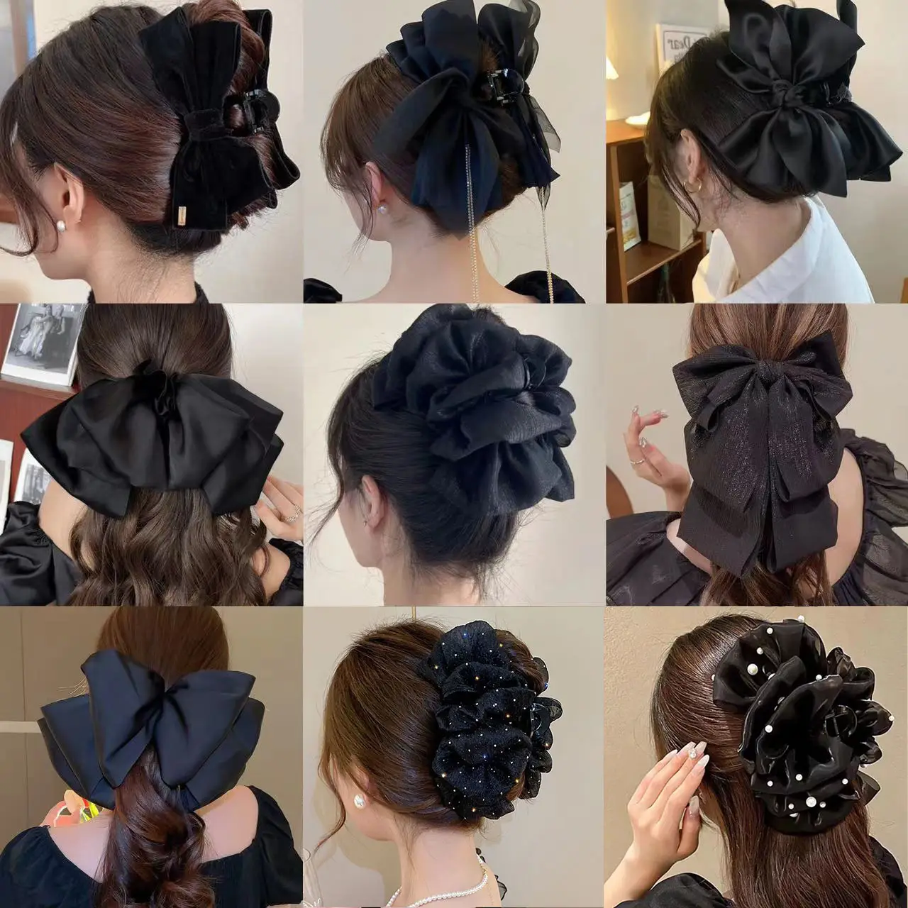 Black Bow Clip Hairpin for Women High-Grade All-Match - Image 37