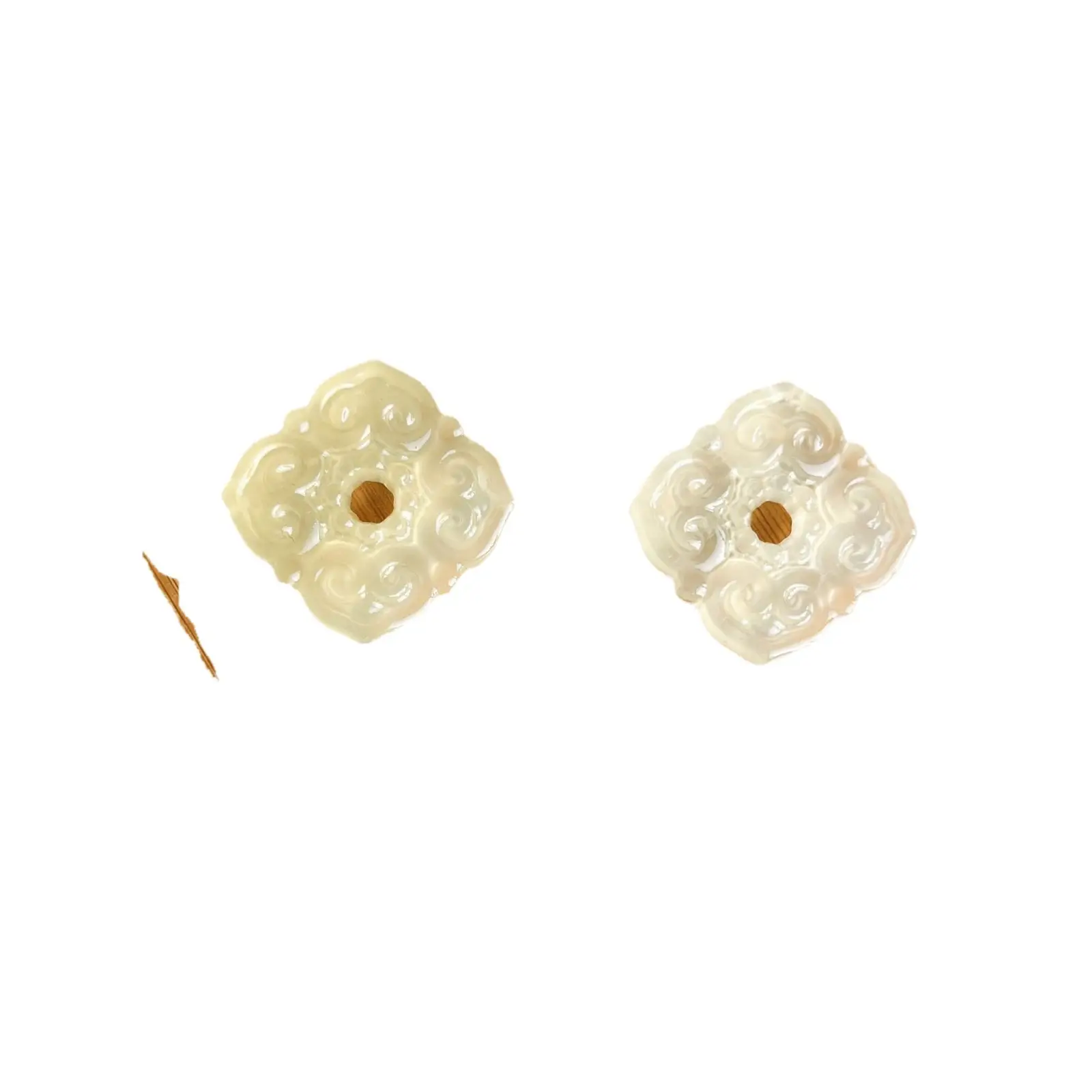 Natural Jade Sifang Ruyi Buckle Pendant