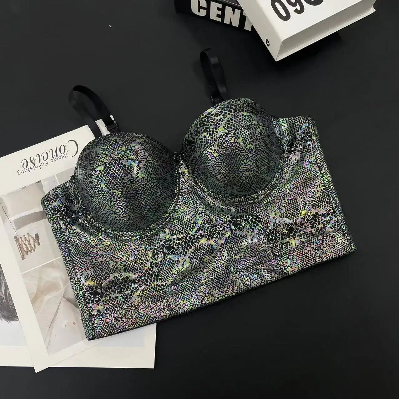 Lacquered Spice Snakeskin Bra-Free Vest Underwear