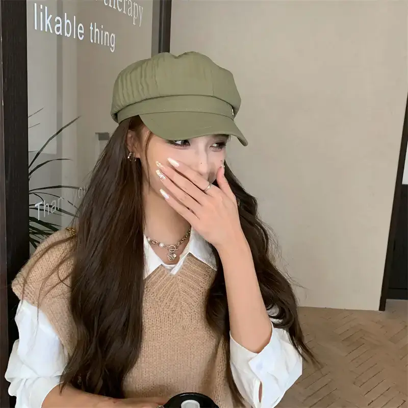 Women's Green Duck Beret with Cap