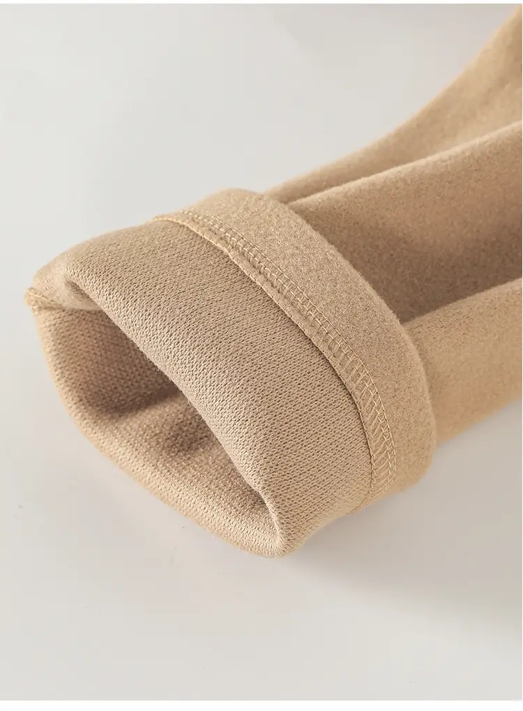 Women Woolen Long Coat Solid Brown Sheep Thick Lapels — feature 10