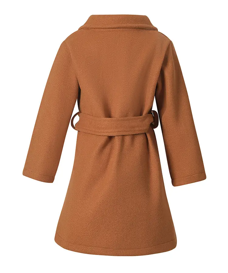 Women Woolen Long Coat Solid Brown Sheep Thick Lapels — feature 13