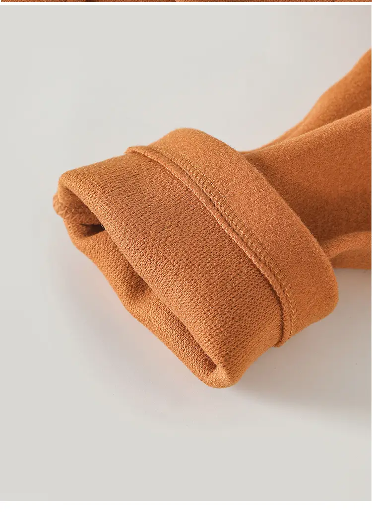 Women Woolen Long Coat Solid Brown Sheep Thick Lapels — feature 15