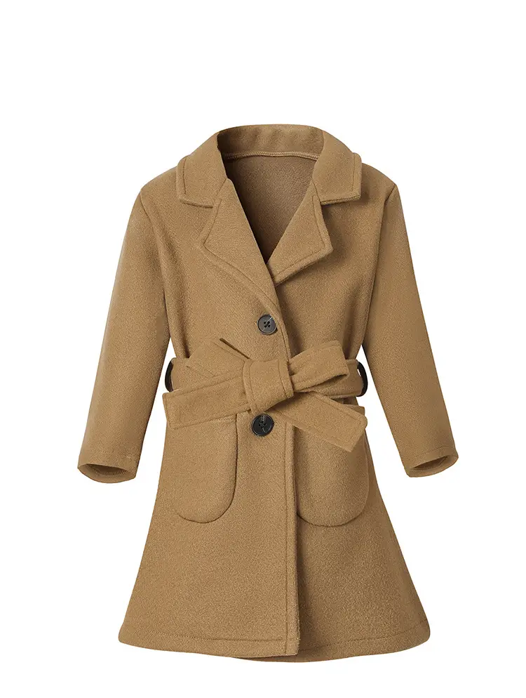 Women Woolen Long Coat Solid Brown Sheep Thick Lapels — feature 24