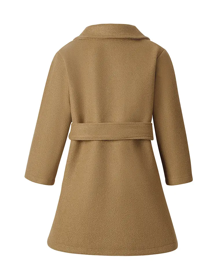Women Woolen Long Coat Solid Brown Sheep Thick Lapels — feature 25