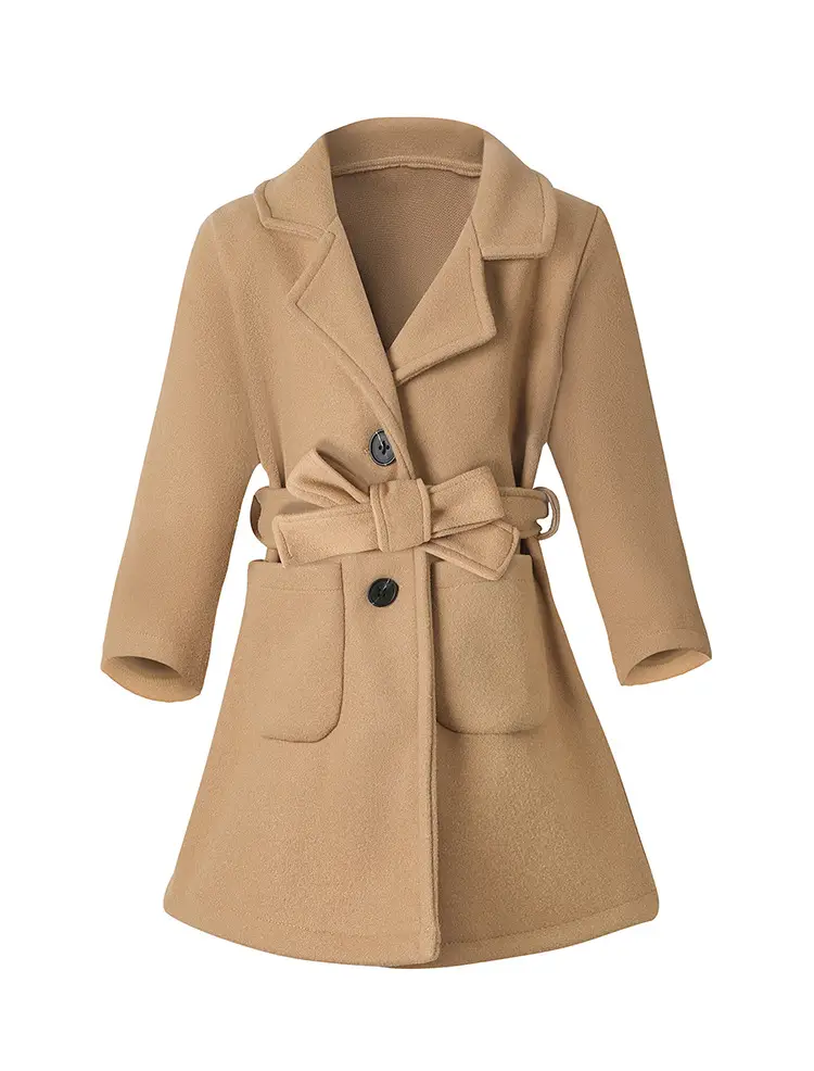 Women Woolen Long Coat Solid Brown Sheep Thick Lapels — feature 3