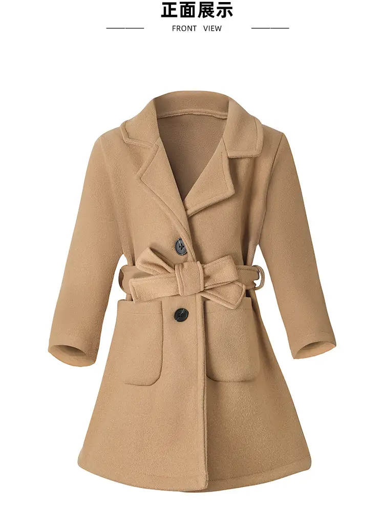 Women Woolen Long Coat Solid Brown Sheep Thick Lapels — feature 6