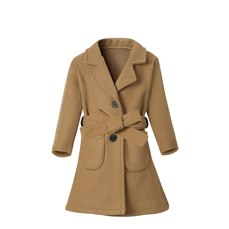 Women Woolen Long Coat Solid Brown Sheep Thick Lapels - Image 3