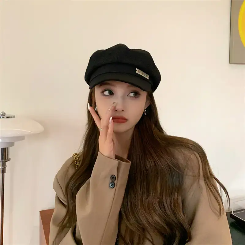 Women's Waffle Cap Summer Korean British Retro Hat - Image 5