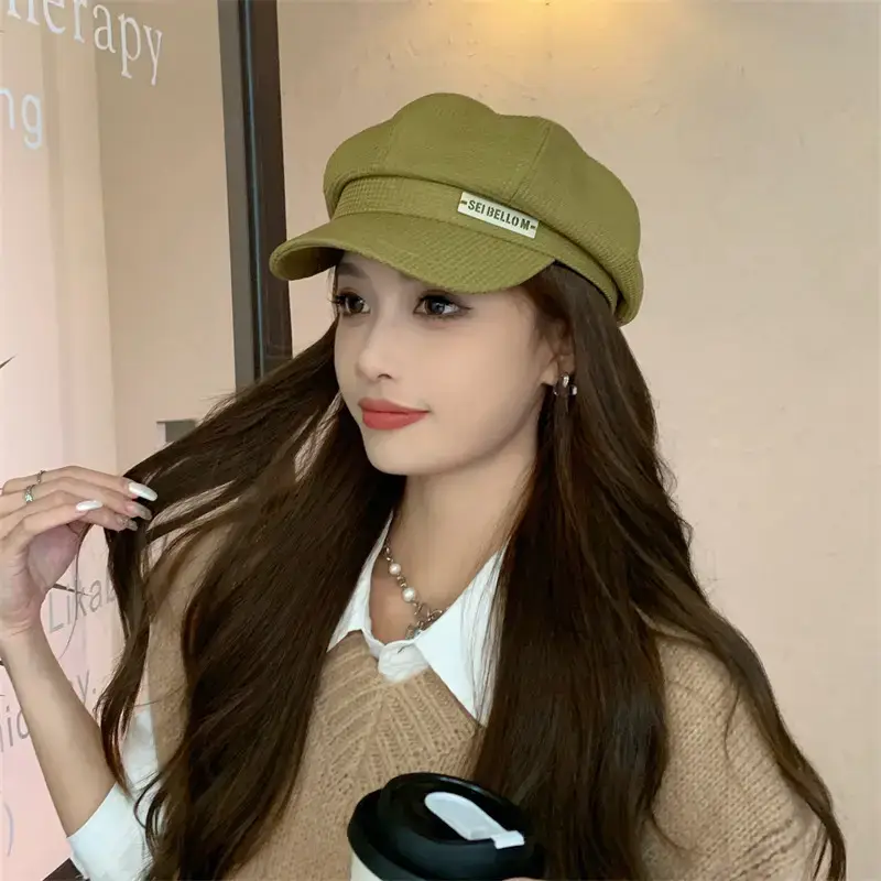 Women's Waffle Cap Summer Korean British Retro Hat - Image 7