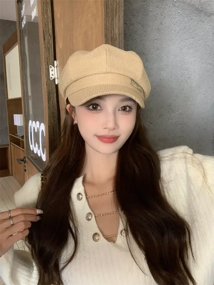 Women's Waffle Cap Summer Korean British Retro Hat — feature 10