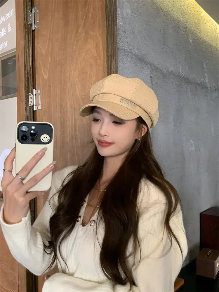 Women's Waffle Cap Summer Korean British Retro Hat — feature 11