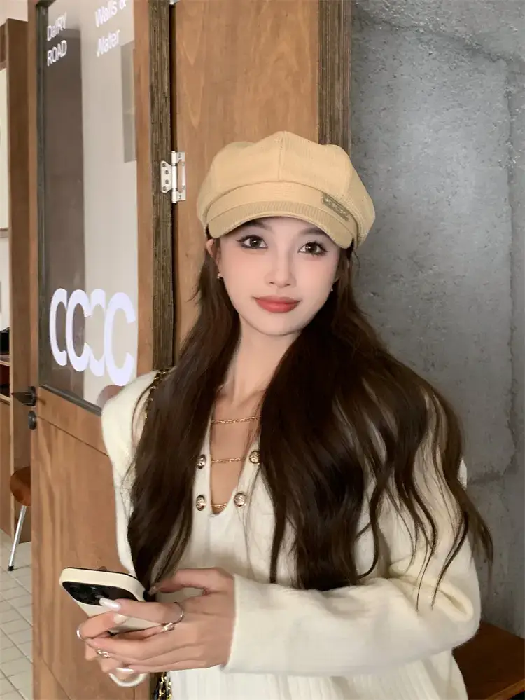Women's Waffle Cap Summer Korean British Retro Hat — feature 12
