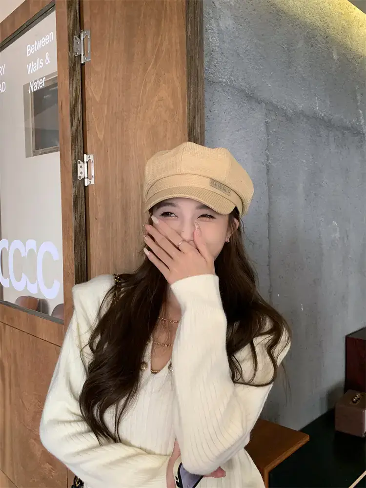 Women's Waffle Cap Summer Korean British Retro Hat — feature 13