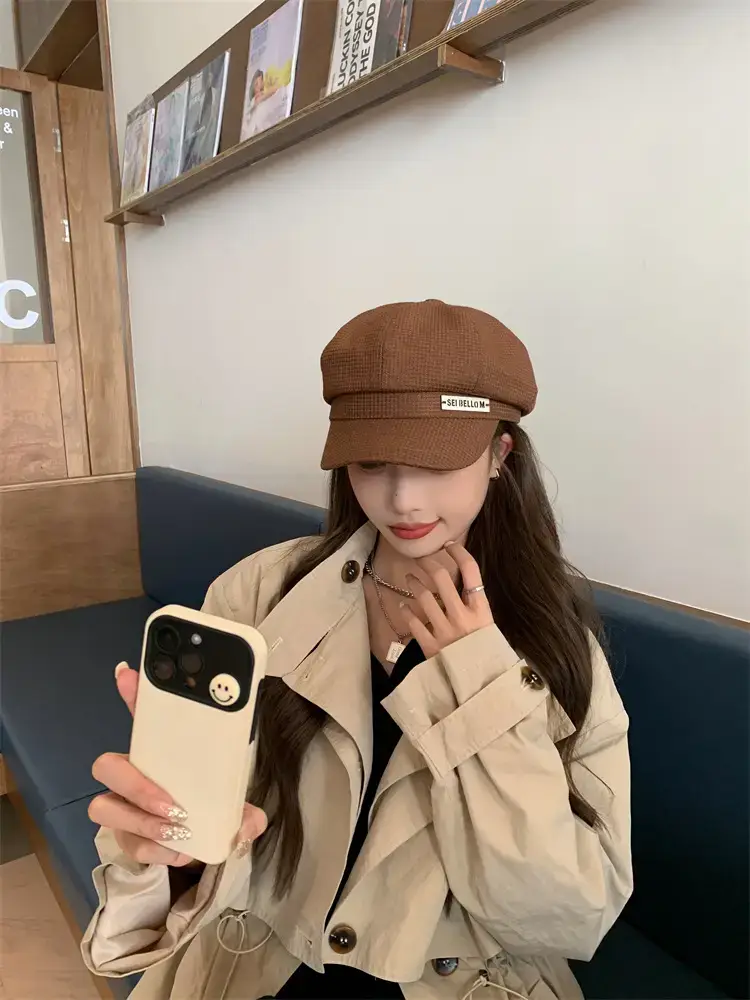 Women's Waffle Cap Summer Korean British Retro Hat — feature 14