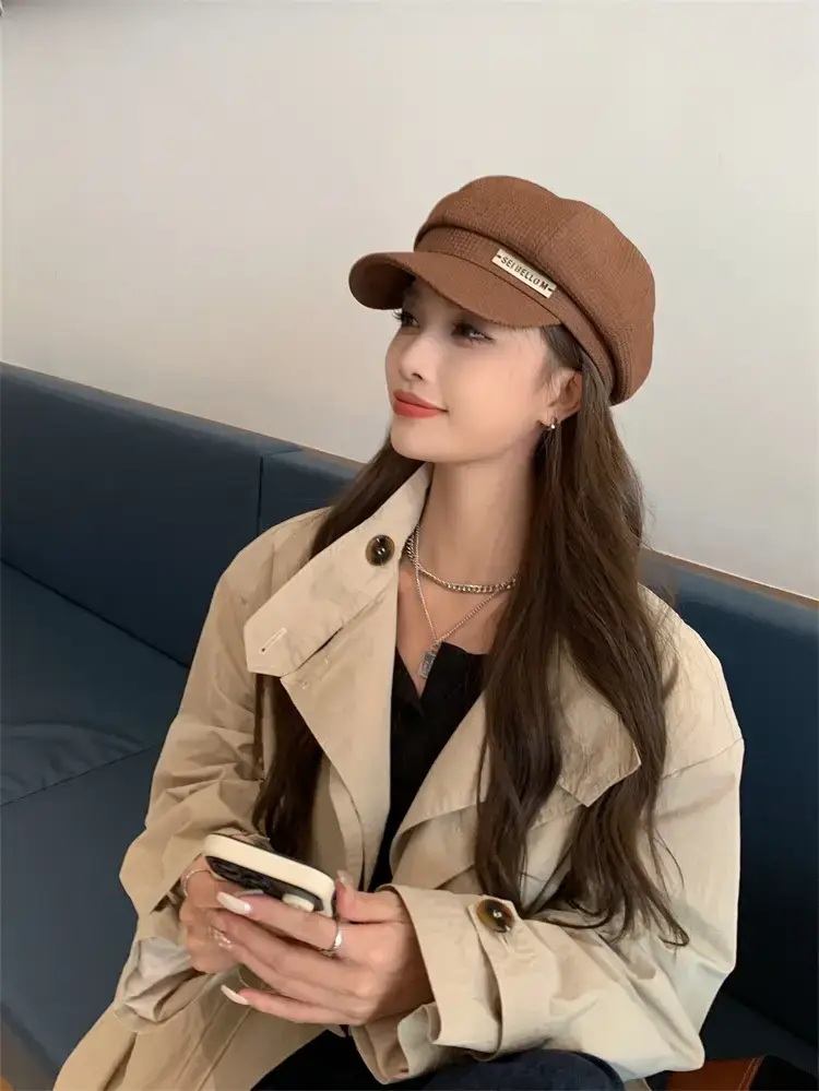 Women's Waffle Cap Summer Korean British Retro Hat — feature 17