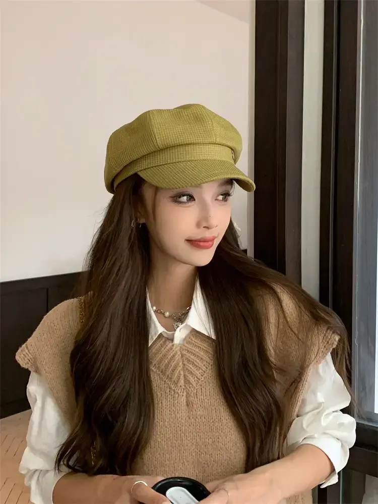 Women's Waffle Cap Summer Korean British Retro Hat — feature 18