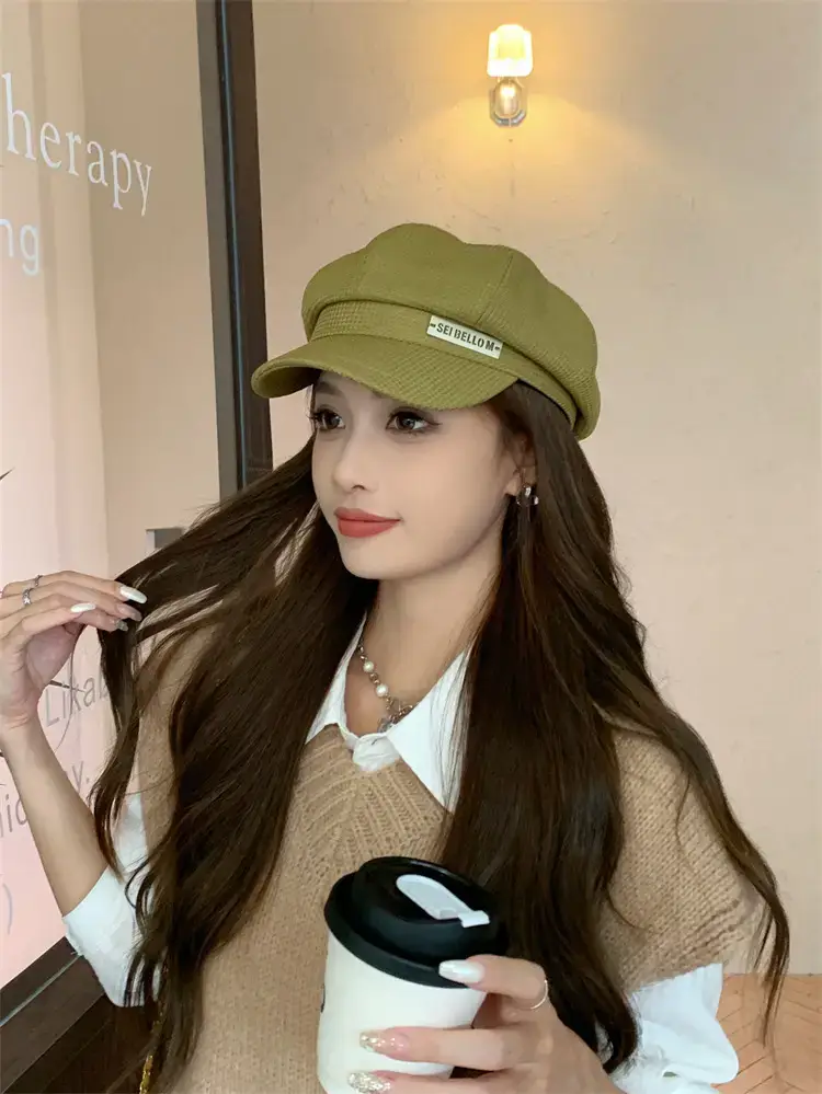 Women's Waffle Cap Summer Korean British Retro Hat — feature 19