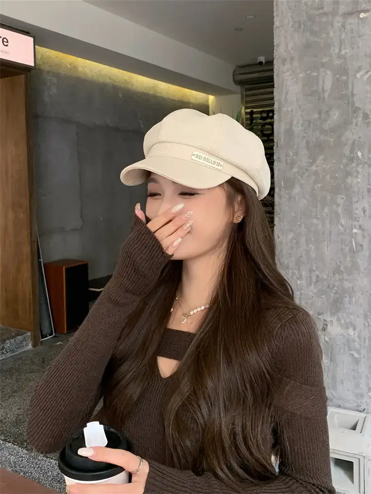 Women's Waffle Cap Summer Korean British Retro Hat — feature 2