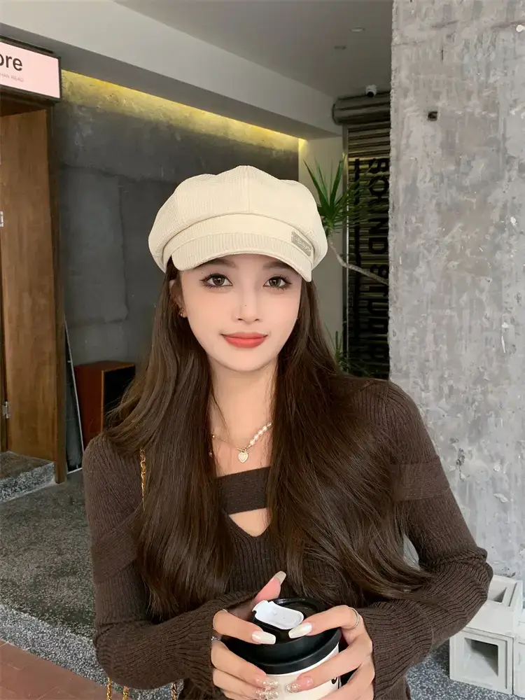 Women's Waffle Cap Summer Korean British Retro Hat — feature 4