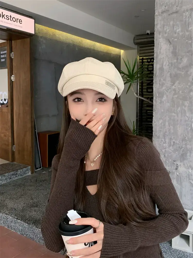 Women's Waffle Cap Summer Korean British Retro Hat — feature 5