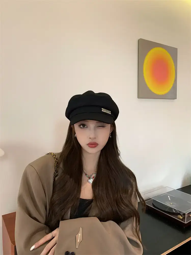 Women's Waffle Cap Summer Korean British Retro Hat — feature 6