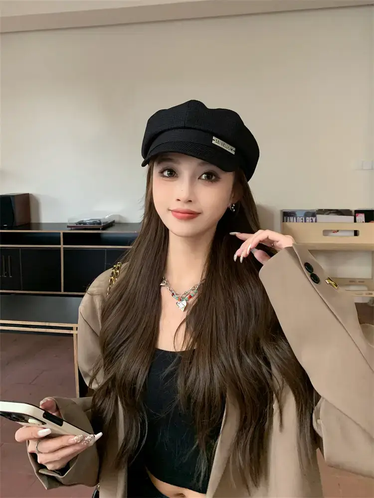 Women's Waffle Cap Summer Korean British Retro Hat — feature 7