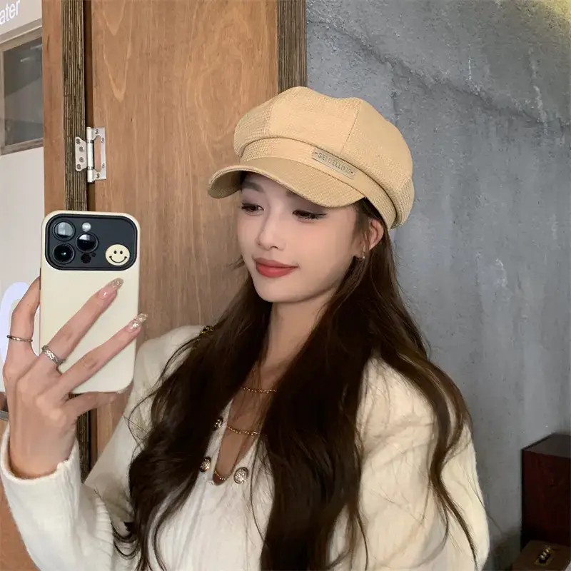 Women's Waffle Cap Summer Korean British Retro Hat - Image 2