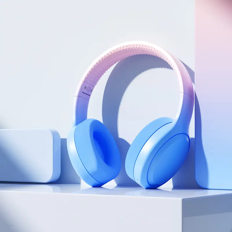 Wireless Bluetooth Headset Blue Pink Gradient Ultra Long Battery