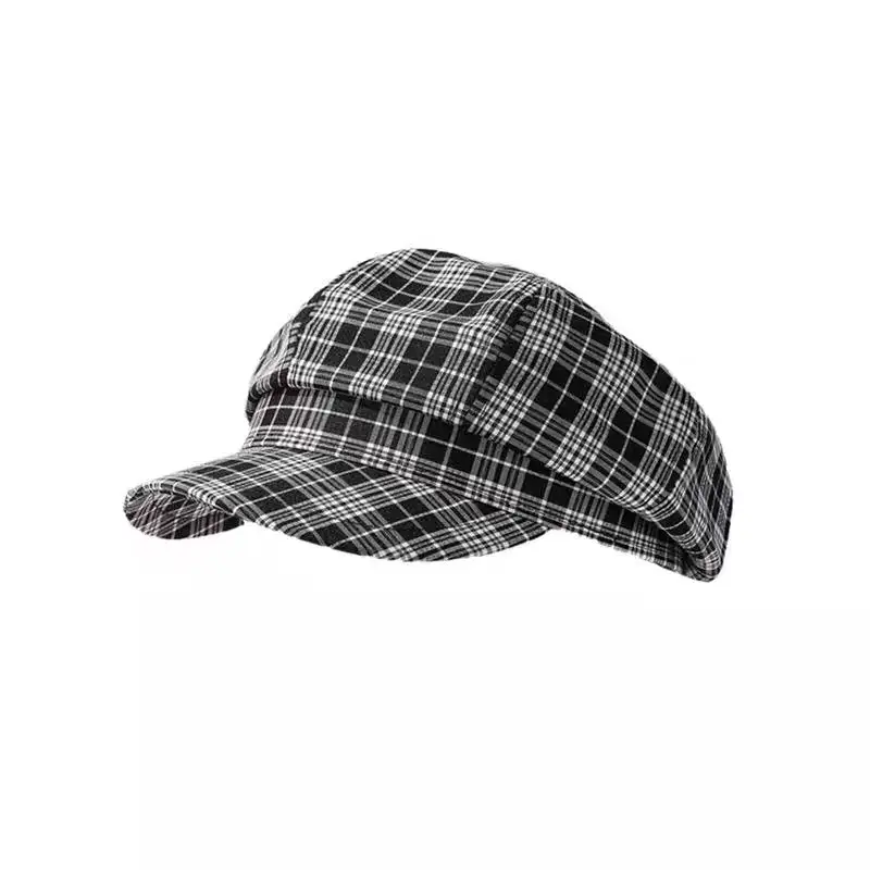 Women's Plaid Beret with Face Mask Hat - Image 9