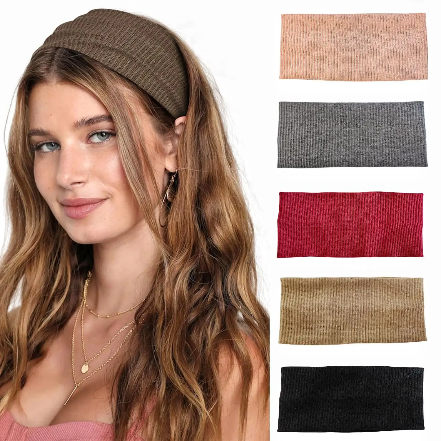 European American Cross Border Hair Band 21g Solid Beige — feature 22