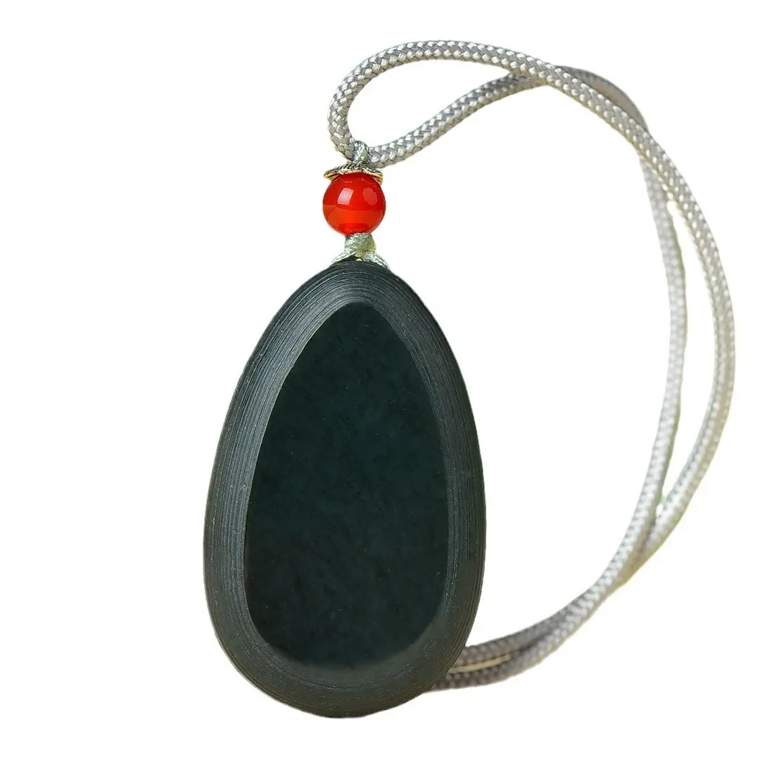 Hetian Jade Card Pendant with Red Stone - Image 5